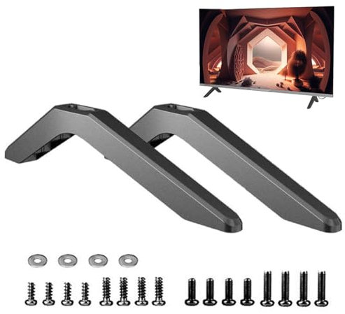 Supporto TV da Tavolo, 2 PCS Piedistallo TV Universale, Gambe Supporto con Kit Viti, Piedini Base Televisione per Maggior Parte dei Televisori LCD 32 a 55 Pollici, Capacità di Peso Fino 75kg (nero)