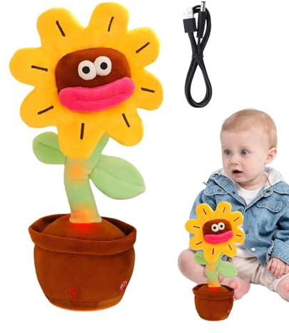 kivrimlarv Dancing Sunflower Toy, Singing Dancing Flower, Shaking Glowing Toys, Repeat Voice Toy, Singing Shaking Sunflowers, Glowing Interactive Toy Repeat What You Say for Kids