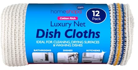 HOMESHOPA Dish Cloths, 12 Pack 36cm x 28cm Soft Cotton Antibacterial Absorbent Lint Free Kitchen Tea Towels, Washing Up Dishcloth for Home Cleaning Supplies, Washable Reusable