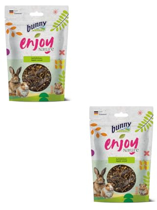 Bunny EnjoyNature Apfelhölzer | Doppelpack | 2 x 100 g | Einzelfuttermittel für Kaninchen und andere Nagetiere | Natürliche Snack-Option für Kaninchen und Nagetiere | Ohne Zucker