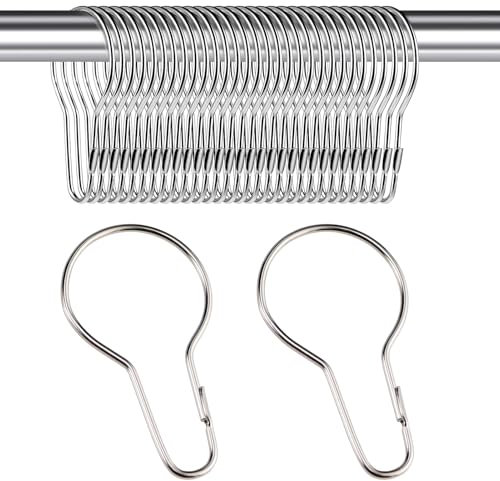 30 Stück Duschvorhang Ringe, Hängende Duschklammern Duschvorhangringe Kettenhaken Rostfreie Duschvorhangringe, Leicht Gleitende Duschvorhanghaken, Wiederverwendbare Duschvorhangstange Kleiderstange