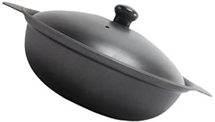 HOLIDYOYO Cazuela de Hierro Fundido Pequeña 20 Cm con Tapa Esmaltada sin Recubrimiento Apta para Estofado Amarillo y Arroz con Pollo Uso Doméstico Ahorro Energía