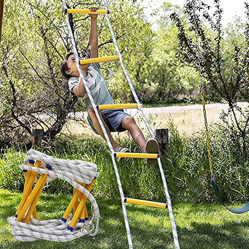 MYUYEE Échelle de Corde Souple Échelle de Secours Corde de Sauvetage Travail d'urgence Intervention de sécurité Sauvetage Auto-Sauvetage Corde d'escalade Échelle / 15M,3 m