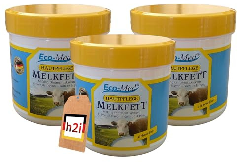 h2i Melkfett Pflegecreme – 3×250 ml – Hautpflege für trockene & strapazierte Haut – Kälteschutz für Gesicht, Hände & Körper – Baby‑ & Seniorenpflege
