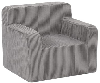 MeMoreCool Kinder-Sofa aus Cord, klassischer Sessel für Kinder, Hellgrau