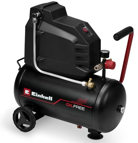 Einhell compresor TC-AC 190/24/8 I OF (1100 W, máx. 8 bar, depósito 24 l, potencia de aspiración 190 l/min, sin aceite, bajo mantenimiento, manómetro, reductor de presión)