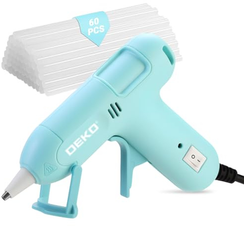 DEKOPRO Pistola Colla a Caldo: 20W Pistola Colla Calda con 60 Colla Stick, per Fai da Te, Arte, Scuola, Imballaggi, Riparazioni su Legno, Tessuto, Plastica e altro Ancora