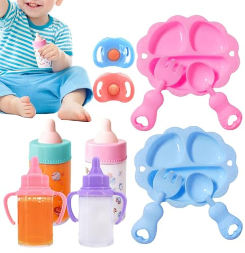 Genérico Juego de biberones para muñeca bebé - Juego de Accesorios para muñeca bebé | Kit de Juguetes de simulación con Botella mágica Que desaparece, vajilla de alimentación para niños, niños