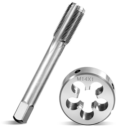Juego de machos de roscar M14 x 1 mm, juego de machos y cortadores de rosca exteriores, juego de roscas de acero HSS para rosca métrica interior y exterior