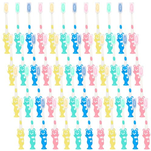 100 Pack Children's Toothbrushes Bulk, Individually Wrapped, 4 Colours | Manual Kids Toothbrushes, Soft Bristles, Cute Animal Pattern, for Nursery School Camp Dental Giveaways