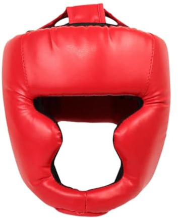 Milageto Casco Boxe Protettivo Equipaggiamento da Allenamento Casco Protezione Testa Traspirante Casco con Guancia Morbida per Arti Marziali Materiale PU Adatt, Rosso Adulto