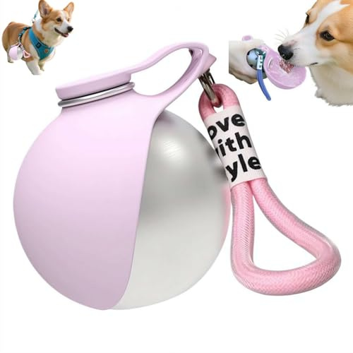 Botella de agua portátil 2 en 1 para perros pequeños, botella de agua plegable de 285 ml con cuenco de silicona para viajes, dispensador de bebidas para perros de acero inoxidable con comedero para