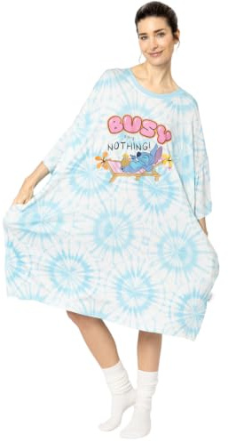 Stitch Oversized Bamboo Sleep Tee - Soft & Comfortable Womens Nightwear | Licensed Stitch Disney Bamboo Nightie Ladies Nightdress with Pockets – Breathable Loungewear for Women Relaxed Fit Pyjamas