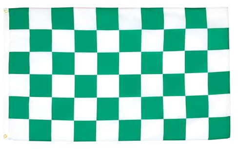 AZ FLAG Flagge Zielflagge Grünes und weisses 150x90 cm 2 Ösen | Für innen und außen Rennflagge dekorative Flagge doppelte Nähte und verstärkte Kanten mit Metallösen 100D Polyester