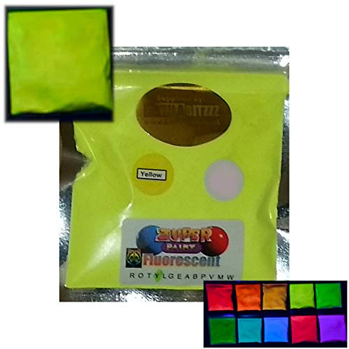 Fluorescent Neon Ultraviolet UV Blacklight Glow Powder - Choose from 10 Colours (25g Yellow)