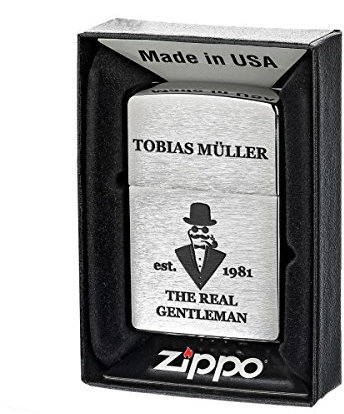 Zippo Tormenta mecheros cepillado de gasolina con caja de regalo (Incluye grabado Diseño a Gentleman