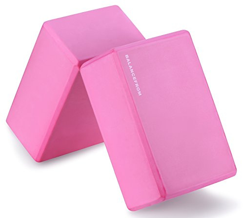 Signature Fitness BalanceFrom Set of 2 High Density Yoga Blocks, 9x6x4 Each, Pair (Pink)