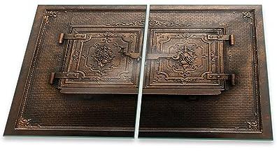 Herdabdeckplatte Abdeckung Ceranfeld Abdeckplatte Schneidebrett 2-Teilig 80x52 Textur Braun Spritzschutz Glasplatte Ceranfeldabdeckung Schutz Herdschutz Sicherheitsglas Glasschneidebrett 2x40x52