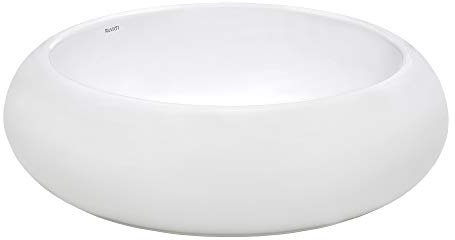 Ruvati 18 inch Bathroom Vessel Sink Round White Circular Above Counter Porcelain Ceramic bathroom Sinks - RVB0318 - Small Vessel Sink for Bathroom Vanity with sink, Elegant Bathroom Sink