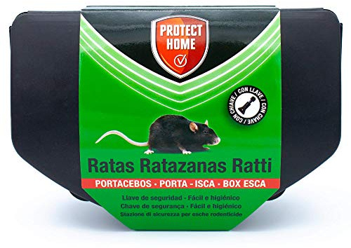 Protect Home - Portacebos para veneno de ratas y topillos con llave de seguridad, fácil e higiénico. Control de roedores.