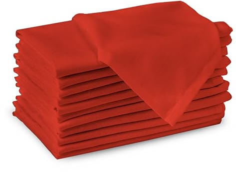 Encasa XO Stoffservietten Baumwolle 12er Set 43x43 cm | 180 GSM Baumwollservietten Ziegel | Waschbar & Wiederverwendbar | Servietten Stoff für Tischdeko, Hochzeit, Restaurant & Alltag