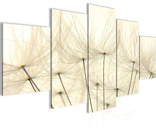 Runa Art Bild Wohnzimmer Schlafzimmer Pusteblume 5 Teilig Himmel Licht Gelb Wandbilder auf Vlies Leinwand 209953a