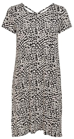 ONLY dam Klänning Onlbera Back Lace Up S/S Dress Jrs Noos, Svart/Aop: eggnog/svart Leo, M