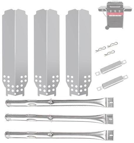 BQMAX Ersatzteile für Charbroil Gas2Coal Grillteile 463370516 463370519, Reparatursatz für Charbroil Grill Gas2Coal 463278418 463278419 G421-0001-W1 G553-0002-W1A, Edelstahl | Edelstahl-Heizplatte und Brenner für Charbroil Gas 2 Kohle 463278418 463278419 G421-0001-W1 G553-0002-W1A