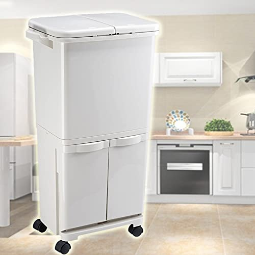 XYEJL La Bote De Basura De Gran Capacidad,Cubo De Basura Vertical De Clasificación De Plástico De Doble Capa, Separación En Seco Y Húmedo Adecuado para La Familia De La Cocina