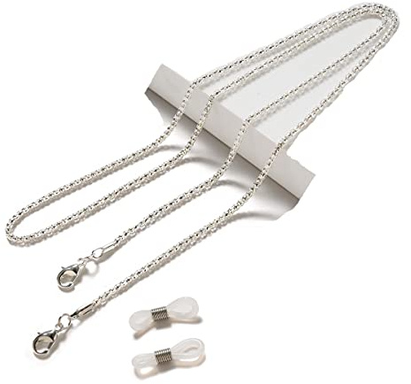 DNLKWGO Brillenkette, Brillenband, Metall, vergoldet, für Damen und Herren, Silber, EinheitsgröÃŸe