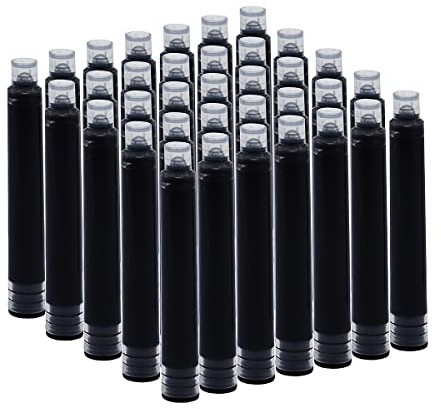 SIPLIV 35 cartuchos de tinta, 3,4 mm de diámetro de diámetro de la pluma estilográfica de caligrafía Cartuchos de tinta de repuesto - Negro
