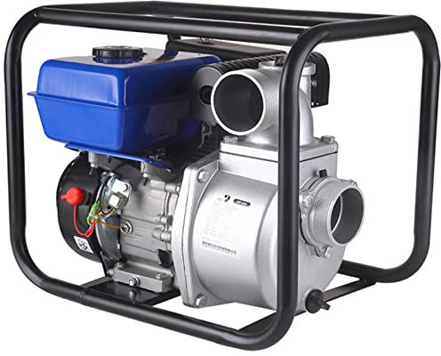 Motopompa a Scoppio Motore a Benzina 4 Tempi Autoadescante (7,5 CV, 100m Altezza Massima dell'Acqua) Pompa d'Acqua a Benzina per Giardinaggio Ed Irrigazione Piscina,Black-3inch