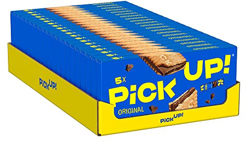 PiCK UP! Original (20 x 140 g), Riegel mit knackiger Milchschokoladentafel zwischen zwei knusprigen Keksen, der Snack für unterwegs, 20 x 5er Multipack