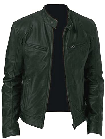 XOMART Giacca In Pelle Sottile Da Uomo Con Colletto Rialzato Primaverile E Autunnale Giacca In Pelle Da Motociclista Con Decorazione Tascabile