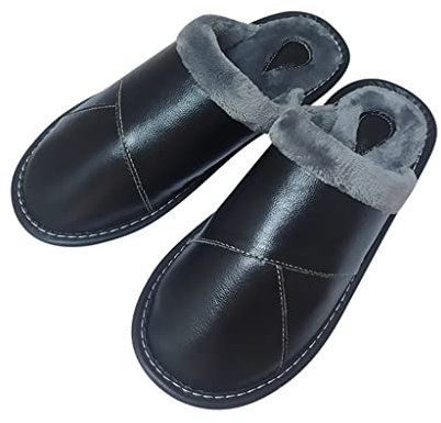 Samnuerly Kuhfell-Heimpaar-Baumwollhausschuhe Herren-Winterhaus Plus Daunen Warmer weicher Boden (Color : A, Size : 26(37-38)) (A 25(3536))