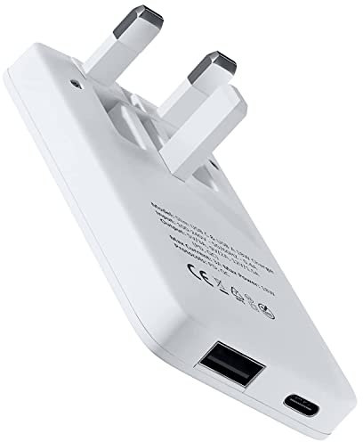 TWICK 20W Ultra Slim USB-C PD & USB QC 3.0 Fast Charger Folding UK Plug | USB Travel Adapter | for iPhone 16/15/14/13/12/11, for iPad, for Samsung Galaxy S24/23/22/S21/20/10/Z/Note 20/Ultra+ (WHITE)