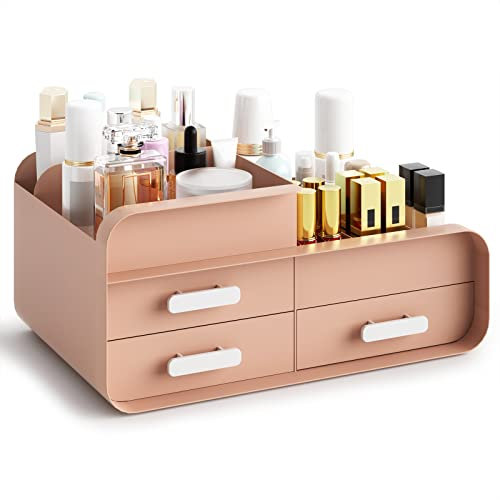 Macallen Porta Trucchi Organizer Organizzatore Trucco - Porta Trucchi Da Bagno Contenitore Trucchi Organizer Con 3 Cassetti - Per Pennelli Cura Della Pelle Articolo Di Prodotti Di Bellezza, Rosa