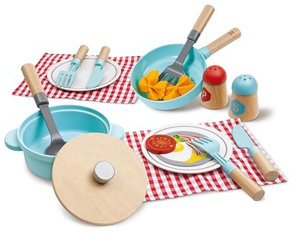Hape Cook & Serve Set – Cooking Playset with Pot, Pan, Utensils, and Realistic Accessories, 3Y+