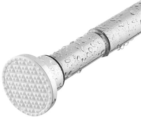 Teleskopstange 70-255CM Ausziehbar Duschvorhangstange Duschstange ohne Bohren Silber Klemmstange zum Klemmen für Kleiderschrank