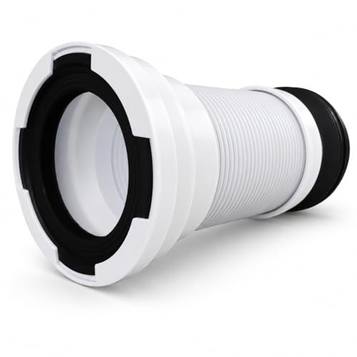 PlumbEZ Conector flexible universal para inodoro de 100/110 mm, conector flexible flexible y ajustable para tubería de residuos de 300 mm a 600 mm, tubo flexible duradero y ajustable