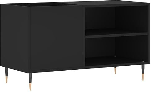 vidaXL Armoire à Disques, Support de Tourne-Disque, Armoire Latérale avec Rangement, Buffet de Salon, Moderne, Noir Bois d'Ingénierie