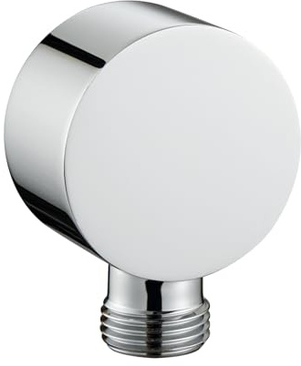 UCLIMAA Wall Supply Elbow for Handshower, Brass Round Wall Mount Shower Hose Connectorm1/2for Handheld Hand Shower-Chrome