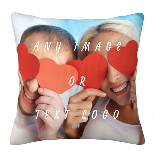 Bbflyper Kissen Personalisierte Mit Foto Text,Kissenbezug Selbst Gestalten 50 x 50 cm,Geschenk für Geburtstag,Hochzeit Doppelseitiger Druck