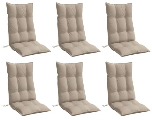vidaXL Hochlehner-Auflagen 6 STK. Taupe Oxford-Gewebe