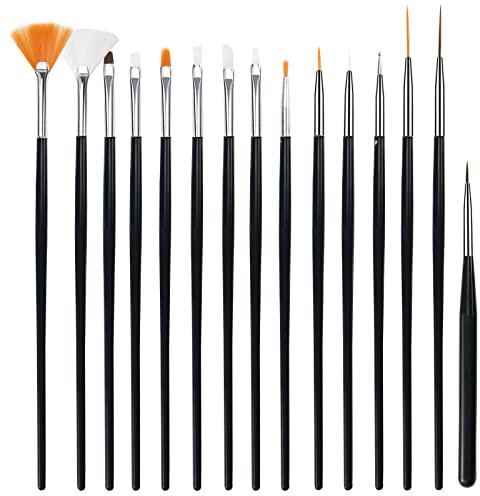 Cheerhom 15 Pezzi Pennelli Unghie Gel, Nail Art Pennelli per Unghie Salone Casa Manicure DIY Donne