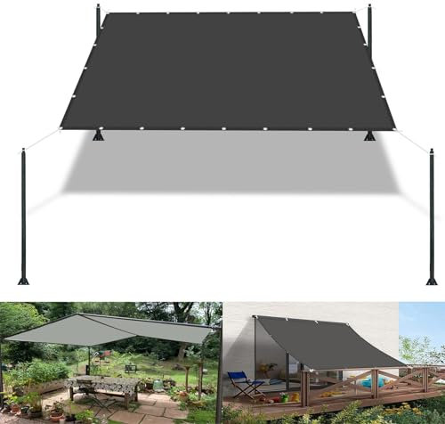 Sonnensegel Quadratisch 2.2 x 4.5 m Wasserdicht Sonnensegel Balkon Reißfest UV-Schutz nach Mass Polyestergewebe Mit Seil Sonnenschutz Markise für Pool und glasdach, Dunkelgrau