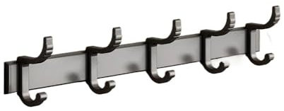 Türhaken Badezimmerhaken Bad-Hardware-Sets, Gun Grey Aluminium Gunmetal Handtuchhalter Kleiderbügel Haken Badezimmer Bars Rail Seidenpapierhalter Toilettenbürste Regale, Haken(Color:Toilet Brush Holde