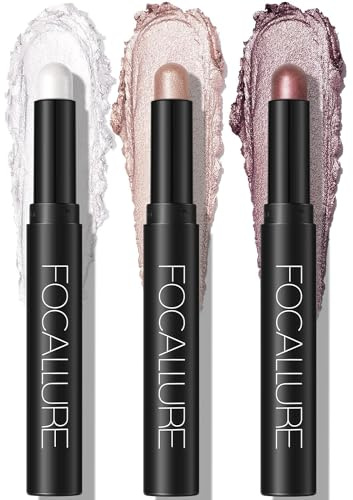 3-Pack Sombra De Ojos En Barra,Metálico Glitter Sombra De Ojos En Crema,lápiz De Maquillaje Mate De Larga Duración, Smoky Sombras De Ojos Brillantes (01 02 03)