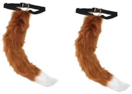 LIFKOME 2stücke Handgemachter Fuchs Kostümschwanz Für Cosplay Verstellbarer Plüschschwanz Niedliches Accessoire Für Halloween Und Mottopartys Einzigartige Dekoration Für