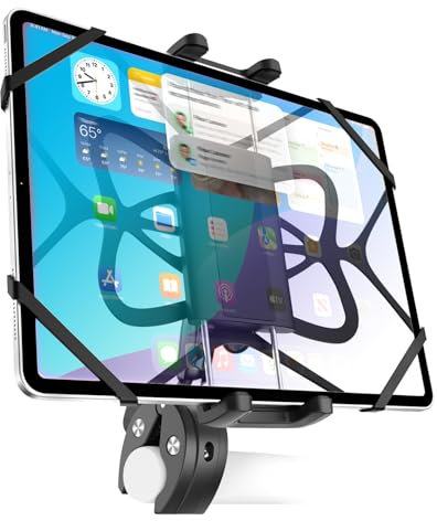 Wukanleng Laufband Tablet Halter mit Silikon-Sicherheitsband, Handyhalterung 360° Drehbare Lenker Halter für Fahrrad, Motorrad, Spin Bike für 4,7–13 iPad Pro/Air/Mini, iPhone, Galaxy Z Fold